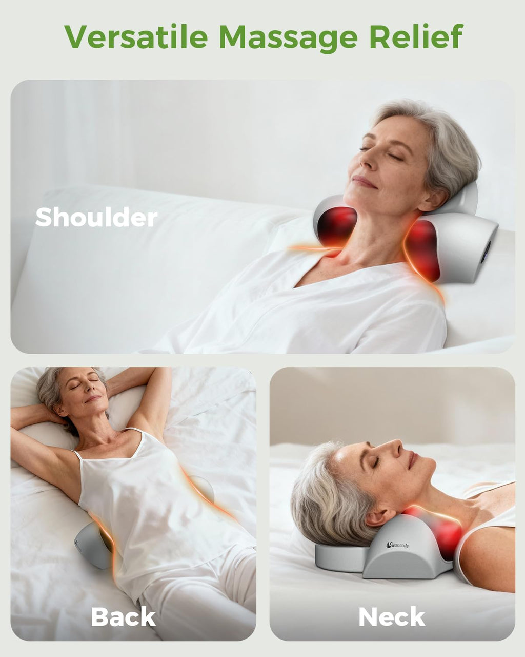 3-in-1 Cordless Heated Neck Massager Pillow