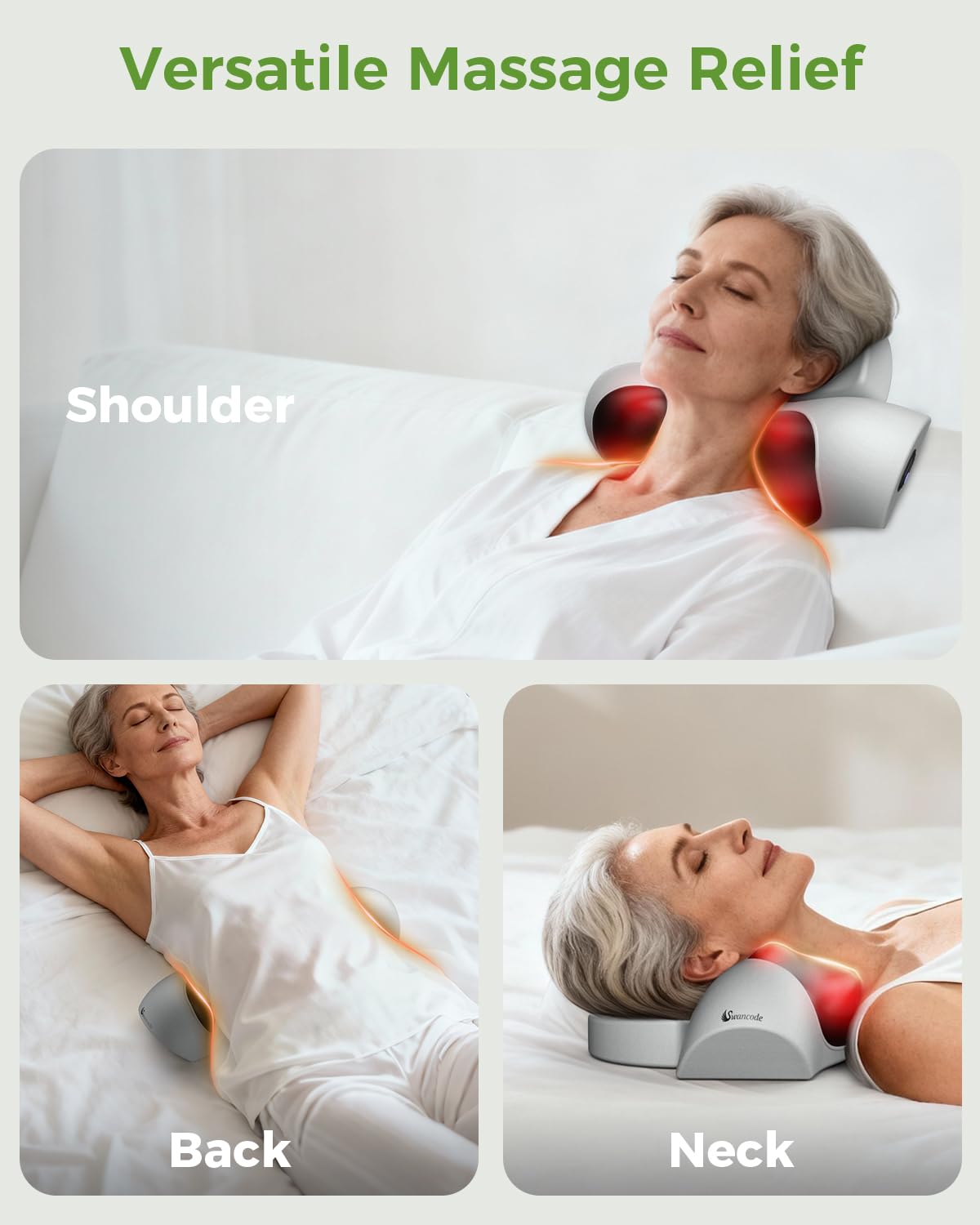 3-in-1 Cordless Heated Neck Massager Pillow