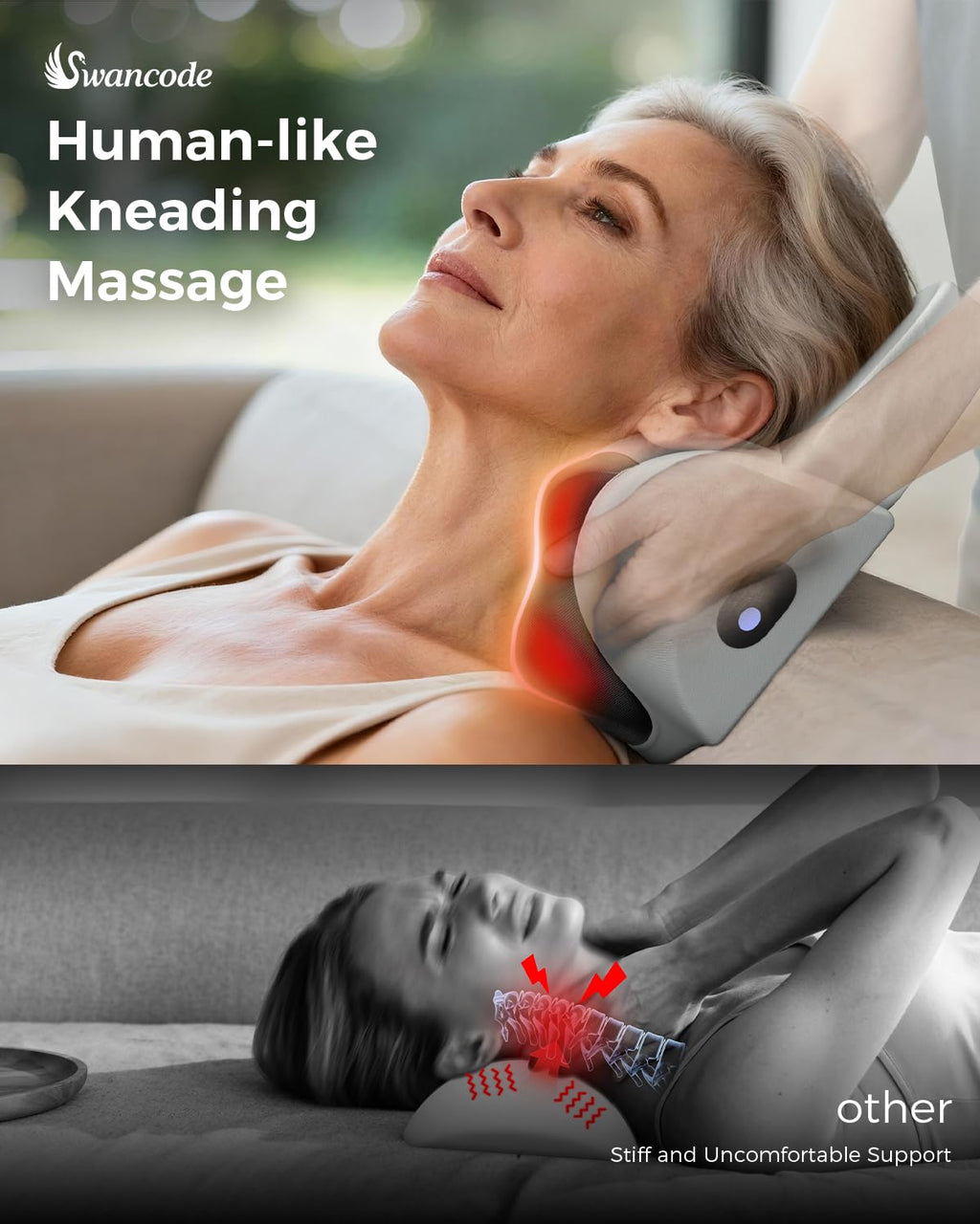 3-in-1 Cordless Heated Neck Massager Pillow