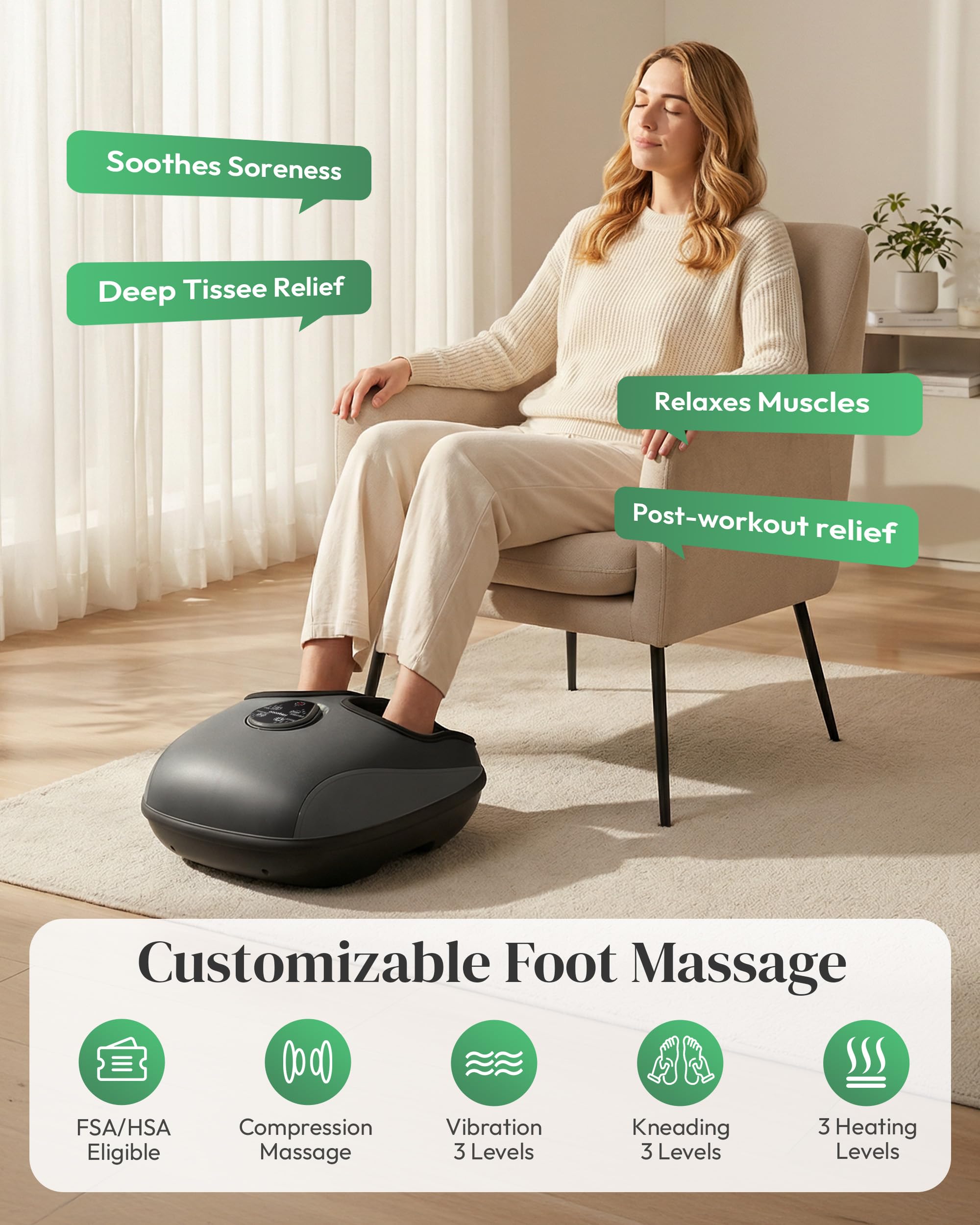 Shiatsu Foot Massager with Heat